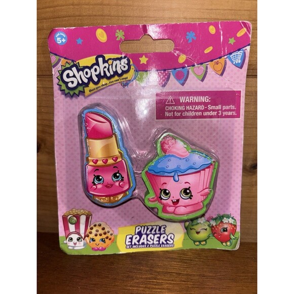 Shopkins Puzzle Erasers Toy Set Cupcake Chic Lippy Lipps Pencil Stocking Stuffer - Picture 1 of 2